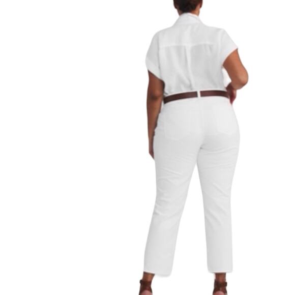 Lauren Ralph Lauren Eyelet Embroidery Relaxed Ankle Jeans White Wash Size 16/16W - Picture 3 of 9